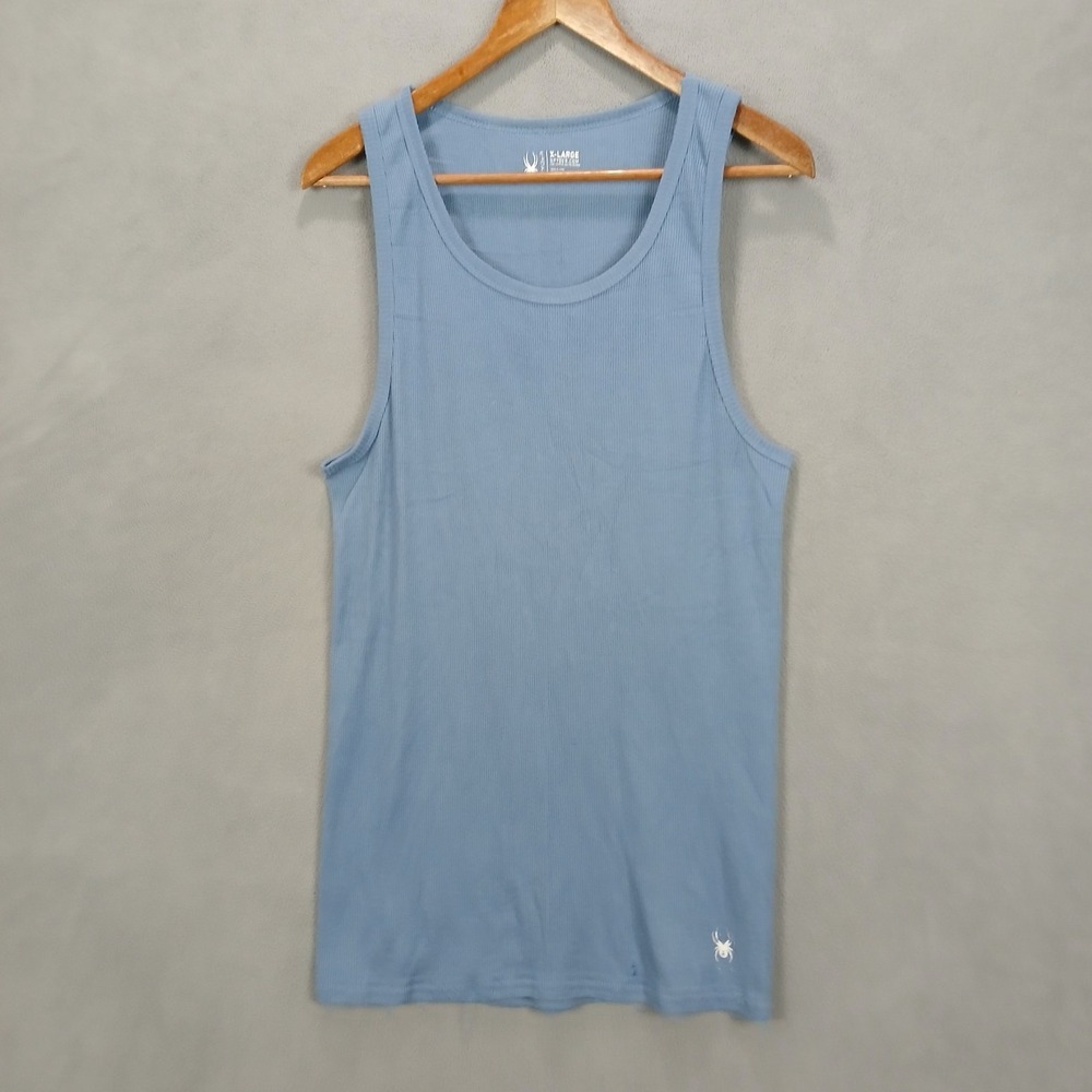 Spyder‎ Ribbed Tank Top Mens XL Blue Cotton Scoop Neck Athletic Performance